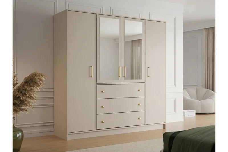 Retro Vaatekaappi W. Peili 196x200 cm - Säilytys - Vaatesäilytys - Vaatekaappi