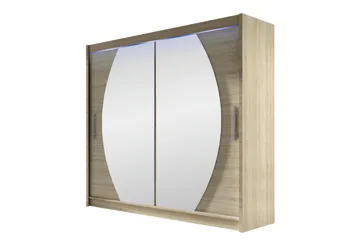 Rilievo Vaatekaappi Peilillä 180x215 cm - Vaaleanpunainen - Säilytys - Vaatesäilytys - Vaatekaappi
