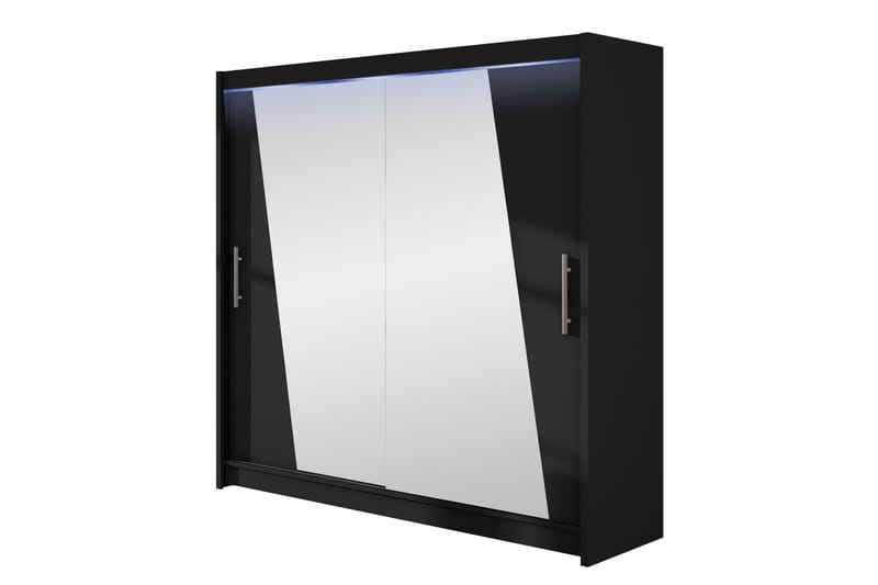 Rilievo Vaatekaappi Peilillä 180x215 cm - Musta - Säilytys - Vaatesäilytys - Vaatekaappi