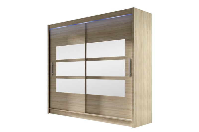 Rilievo Vaatekaappi Peilillä 180x215 cm - Ruskea - Säilytys - Vaatesäilytys - Vaatekaappi