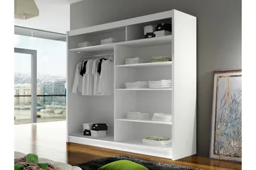 Rilievo Vaatekaappi Peilillä 180x215 cm - Musta - Säilytys - Vaatesäilytys - Vaatekaappi