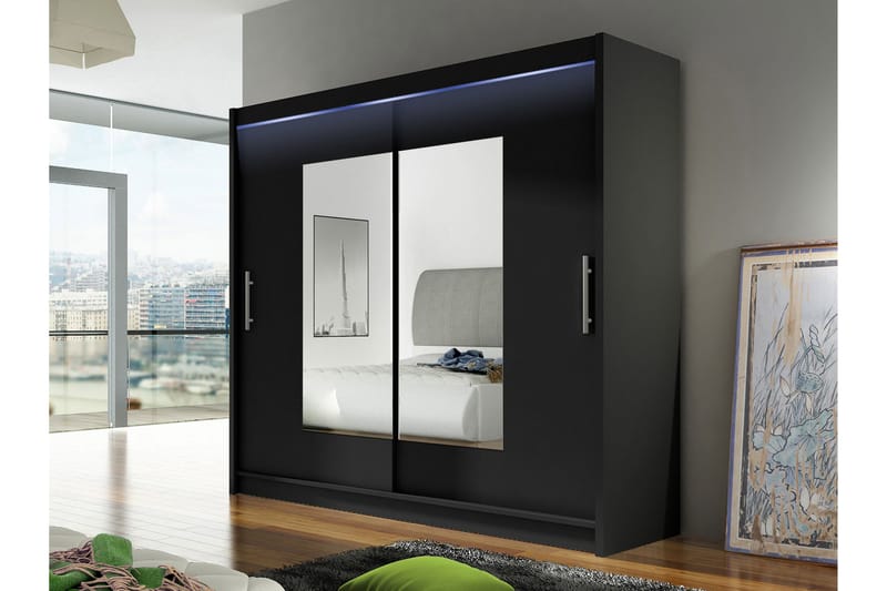 Rilievo Vaatekaappi Peilillä 180x215 cm - Ruskea - Säilytys - Vaatesäilytys - Vaatekaappi