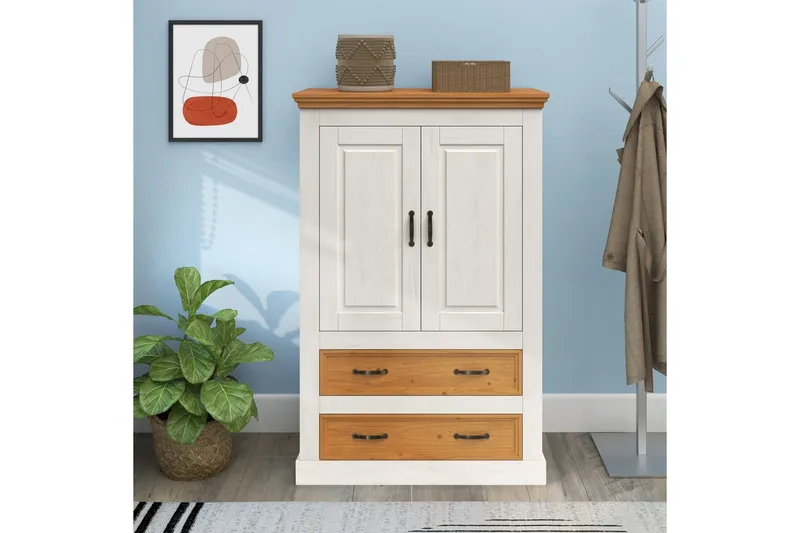 Selma Vaatekaappi 86x131 cm - Valkoinen - Säilytys - Vaatesäilytys - Vaatekaappi