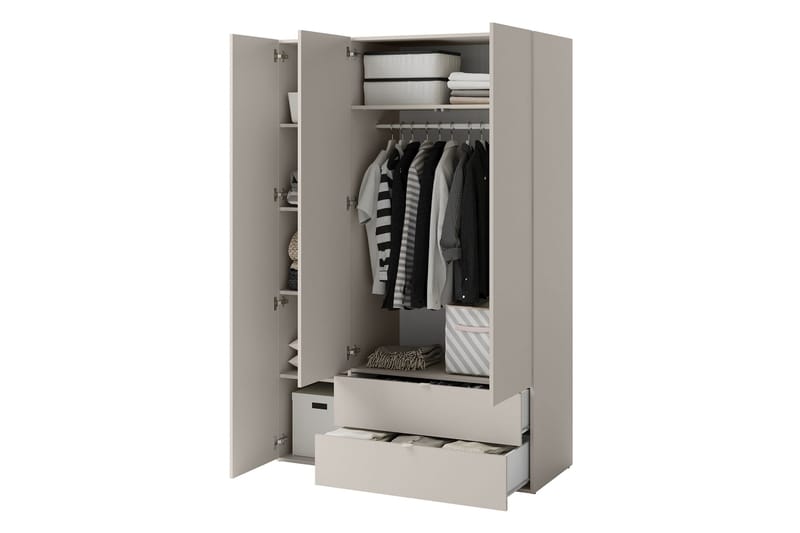 Sigmana Vaatekaappi 130x201 cm - Ruskea - Säilytys - Vaatesäilytys - Vaatekaappi