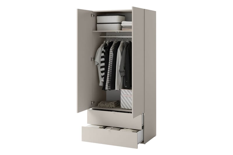 Sigmana Vaatekaappi 90x201 cm - Vaalean Harmaa - Säilytys - Vaatesäilytys - Vaatekaappi