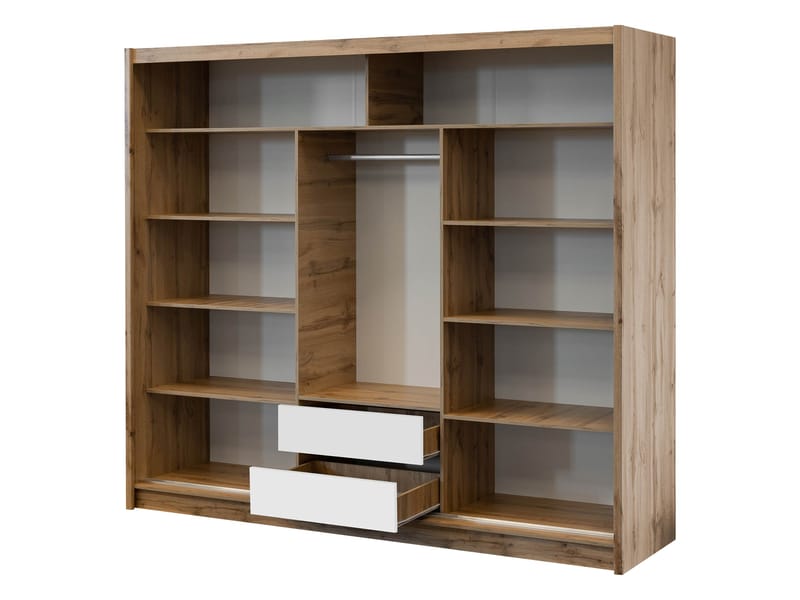 Swanley Vaatekaappi peilillä 250x215 cm - Ruskea/Valkoinen - Säilytys - Vaatesäilytys - Vaatekaappi