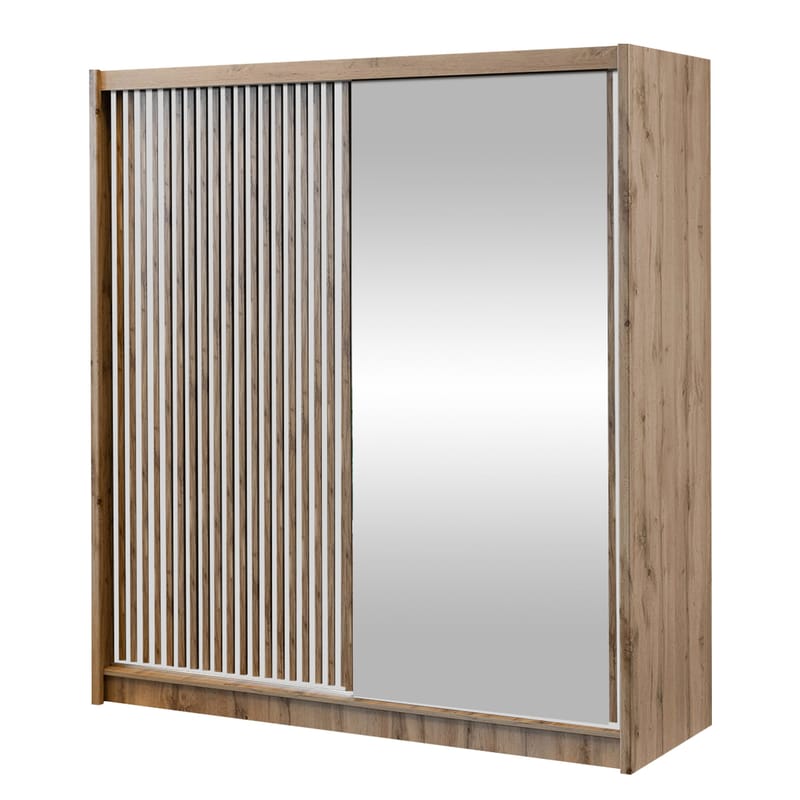 Swanley Vaatekaappi peilillä 203x215 cm, Ruskea/Valkoinen