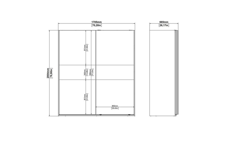 Takeru Vaatekaappi 179x200 cm - Valkoinen - Säilytys - Vaatesäilytys - Vaatekaappi