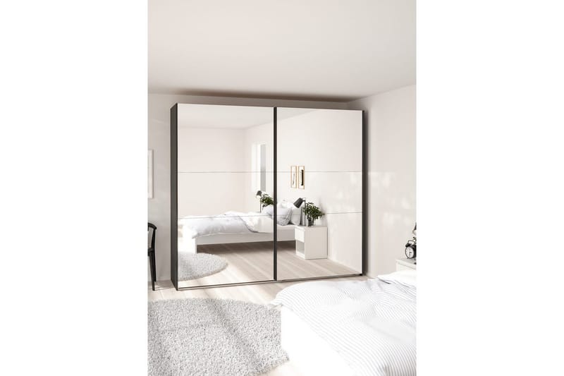 Takeru Vaatekaappi Peilillä 244x220 cm - Musta - Säilytys - Vaatesäilytys - Vaatekaappi