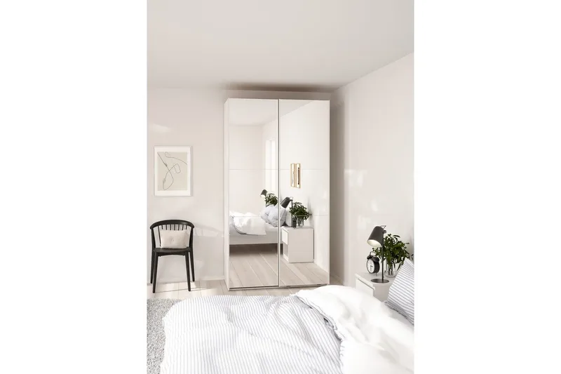 Takeru Vaatekaappi Peilillä 119x220 cm - Valkoinen - Säilytys - Vaatesäilytys - Vaatekaappi