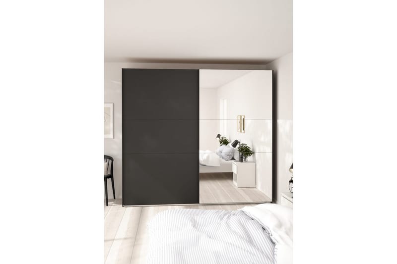 Takeru Vaatekaappi peilillä varustettu 244x221 cm - Tuhkanharmaa - Säilytys - Vaatesäilytys - Vaatekaappi