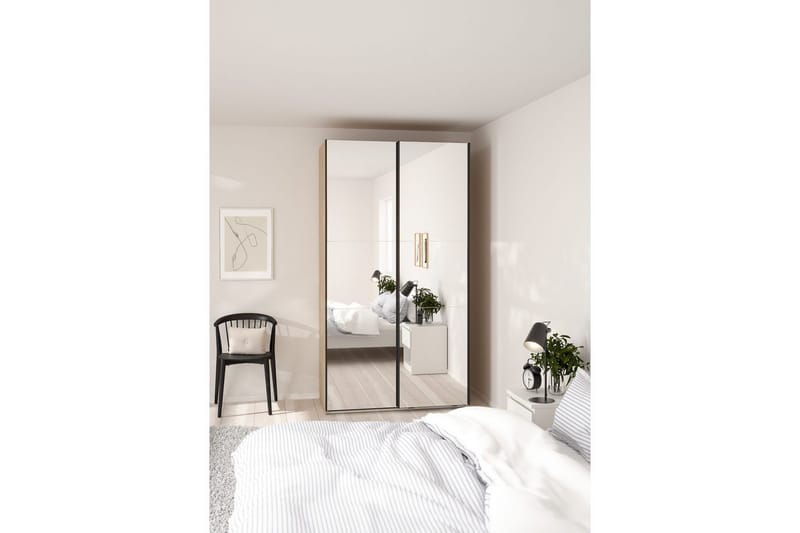 Takeru Vaatekaappi Peilillä 119x220 cm - Luonnonväri - Säilytys - Vaatesäilytys - Vaatekaappi