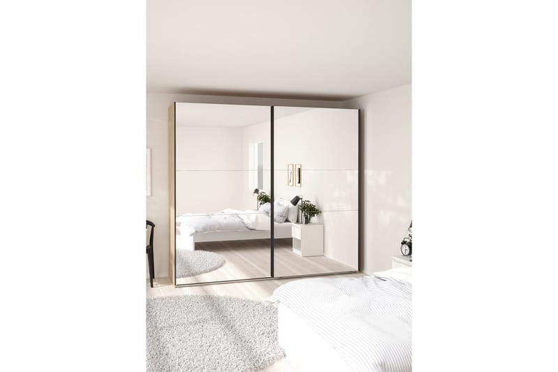 Takeru Vaatekaappi Peilillä 244x220 cm - Luonnonväri - Säilytys - Vaatesäilytys - Vaatekaappi