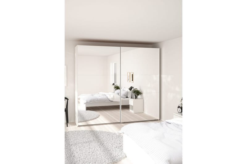 Takeru Vaatekaappi Peilillä 244x220 cm - Valkoinen - Säilytys - Vaatesäilytys - Vaatekaappi