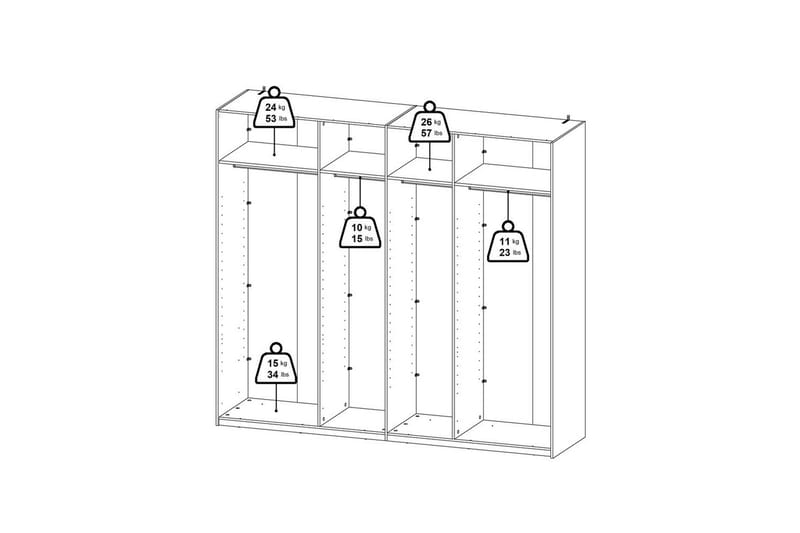 Takeru Vaatekaappi Peilillä 244x220 cm - Luonnonväri - Säilytys - Vaatesäilytys - Vaatekaappi