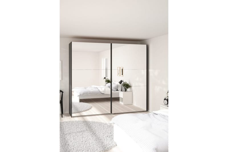 Takeru Vaatekaappi Peilillä 244x220 cm - Musta - Säilytys - Vaatesäilytys - Vaatekaappi