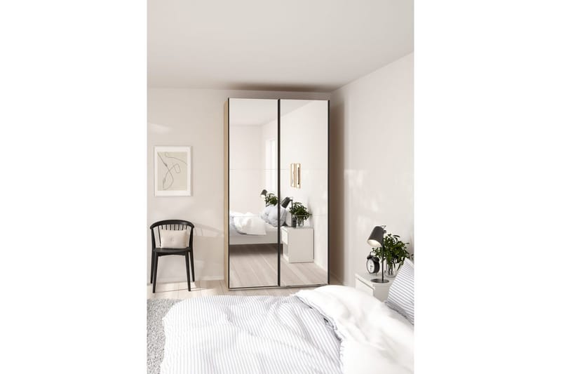 Takeru Vaatekaappi Peilillä 119x220 cm - Luonnonväri - Säilytys - Vaatesäilytys - Vaatekaappi