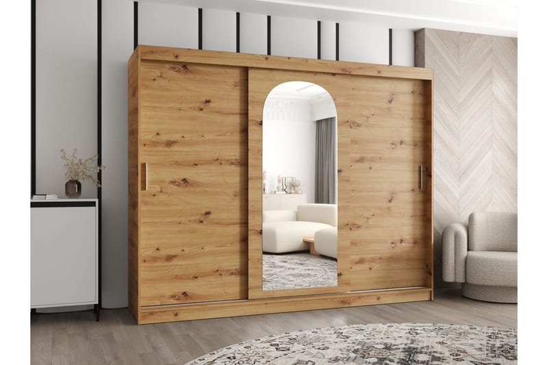 Tallmo Vaatekaappi Peilillä 250x200 cm - Säilytys - Vaatesäilytys - Vaatekaappi