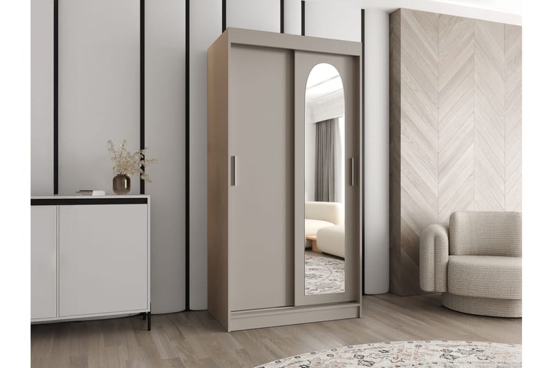 Tallmo Vaatekaappi Peilillä 100x200 cm - Säilytys - Vaatesäilytys - Vaatekaappi