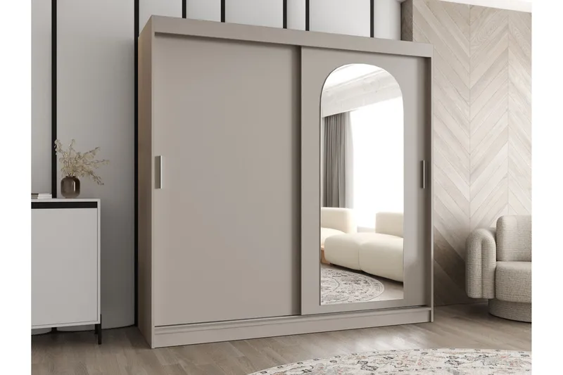 Tallmo Vaatekaappi Peilillä 200x200 cm - Säilytys - Vaatesäilytys - Vaatekaappi