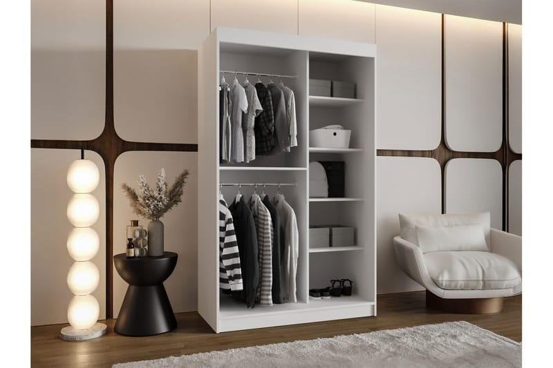Tallmo Vaatekaappi Peilillä 120x200 cm - Säilytys - Vaatesäilytys - Vaatekaappi