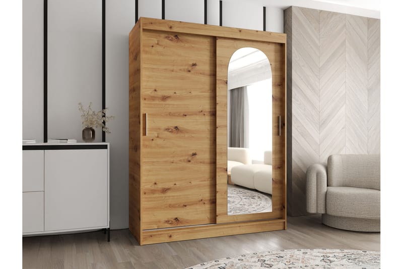 Tallmo Vaatekaappi Peilillä 150x200 cm - Säilytys - Vaatesäilytys - Vaatekaappi