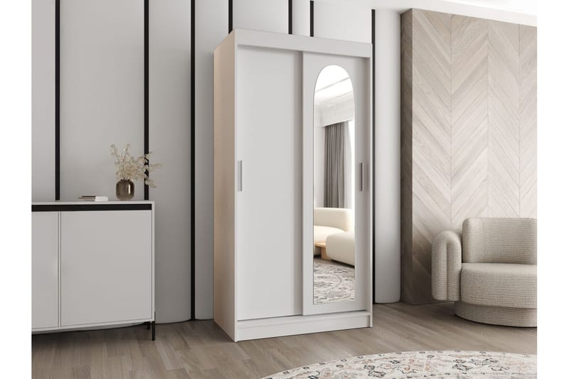 Tallmo Vaatekaappi Peilillä 100x200 cm - Säilytys - Vaatesäilytys - Vaatekaappi