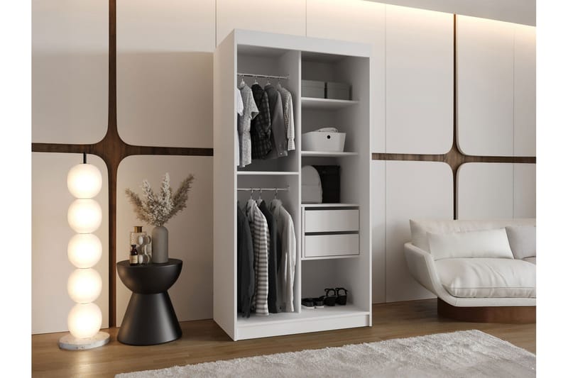 Tallmo Vaatekaappi Peilillä 100x200 cm - Säilytys - Vaatesäilytys - Vaatekaappi