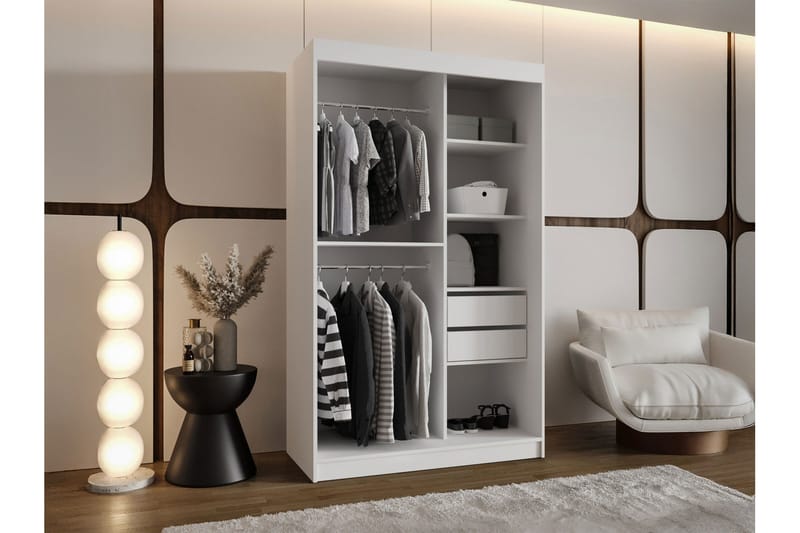 Tallmo Vaatekaappi Peilillä 120x200 cm - Säilytys - Vaatesäilytys - Vaatekaappi