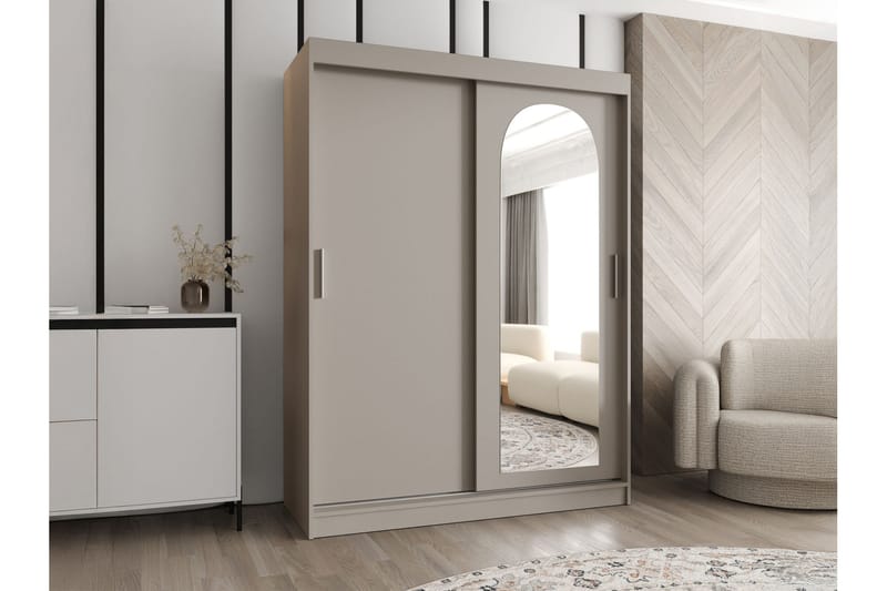 Tallmo Vaatekaappi Peilillä 150x200 cm - Ruskea - Säilytys - Vaatesäilytys - Vaatekaappi