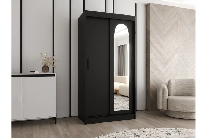 Tallmo Vaatekaappi Peilillä 100x200 cm - Säilytys - Vaatesäilytys - Vaatekaappi