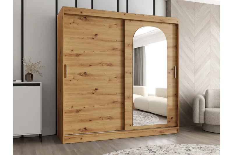 Tallmo Vaatekaappi Peilillä 200x200 cm - Säilytys - Vaatesäilytys - Vaatekaappi