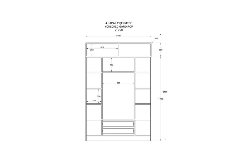 Talren Vaatekaappi 140x210 cm - Matta Valkoinen - Säilytys - Vaatesäilytys - Vaatekaappi