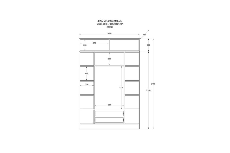 Talren Vaatekaappi 140x240 cm - Matta Valkoinen - Säilytys - Vaatesäilytys - Vaatekaappi