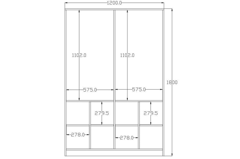 Taren Vaatekaappi 120x180 cm - Matta Valkoinen/Antrasiitti - Säilytys - Vaatesäilytys - Vaatekaappi