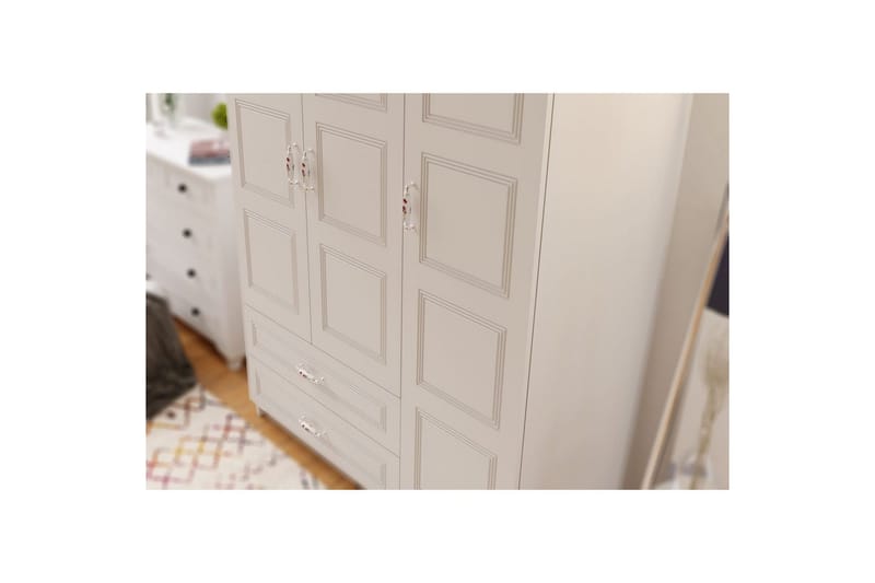 Travric Vaatekaappi 105x180 cm - Matta Valkoinen - Säilytys - Vaatesäilytys - Vaatekaappi