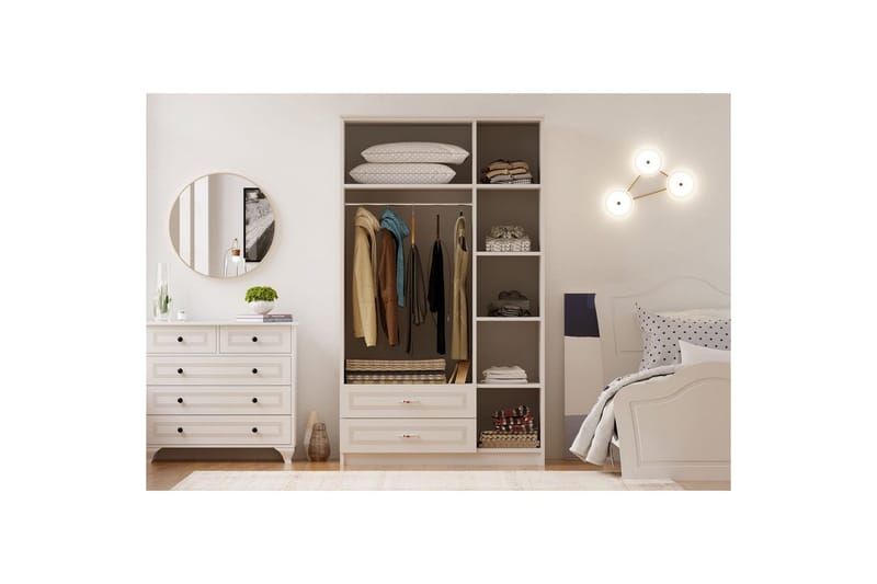 Travric Vaatekaappi 105x180 cm - Matta Valkoinen - Säilytys - Vaatesäilytys - Vaatekaappi