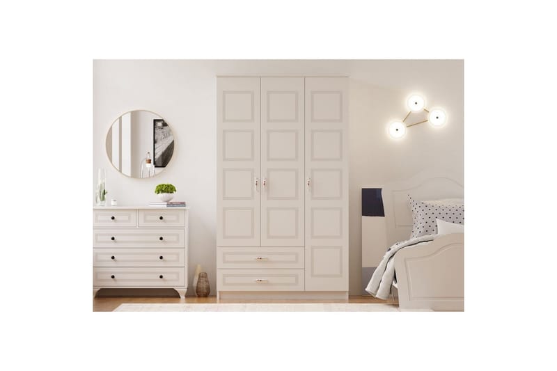 Travric Vaatekaappi 105x180 cm - Matta Valkoinen - Säilytys - Vaatesäilytys - Vaatekaappi