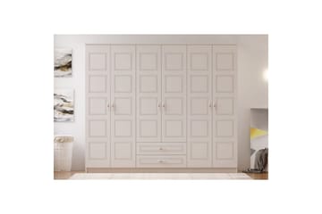 Travric Vaatekaappi 210x180 cm - Matta Valkoinen - Säilytys - Vaatesäilytys - Vaatekaappi