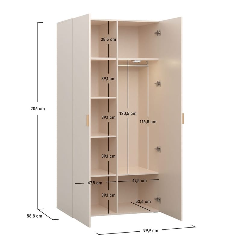 Vaatekaappi 4 You Fresh 2 Ovea - Hiekkabeige - Säilytys - Vaatesäilytys - Vaatekaappi