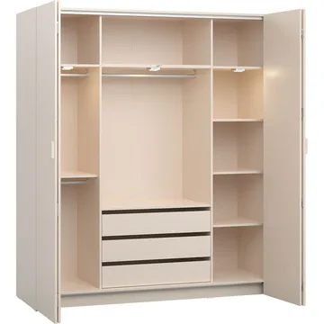 Vaatekaappi 4 You Fresh 4 Ovea - Hiekkabeige, 206 cm - Säilytys - Vaatesäilytys - Vaatekaappi