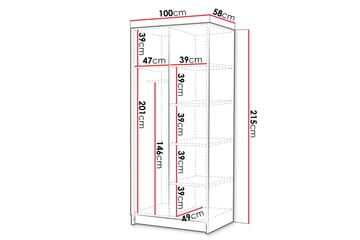 Vaatekaappi Barriga 100 cm - Valkoinen/Kulta - Säilytys - Vaatesäilytys - Vaatekaappi