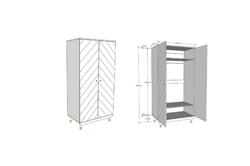 Vaatekaappi Billy Valkoinen 2-ovinen - 2-ovinen - Säilytys - Vaatesäilytys - Vaatekaappi