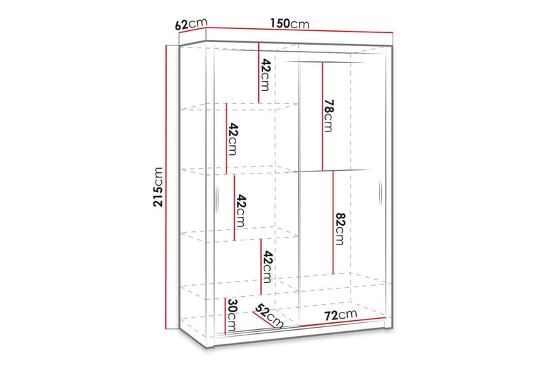 Bono Vaatekaappi ilman peiliä - Valkoinen - Säilytys - Vaatesäilytys - Vaatekaappi