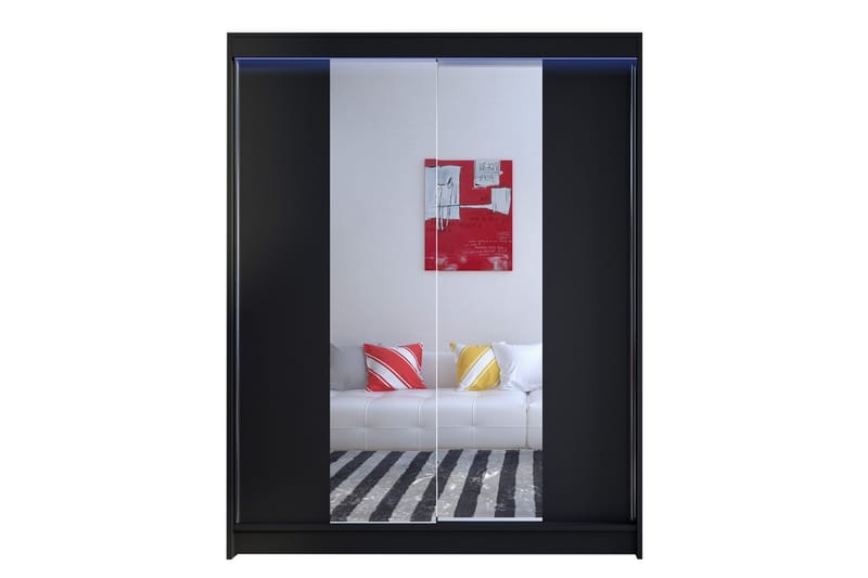 Camino Vaatekaappi 150x58x200 cm, Musta/Valkoinen