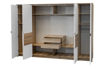 Capira vaatekaappi puuta - Valkoinen|Beige - Säilytys - Vaatesäilytys - Vaatekaappi