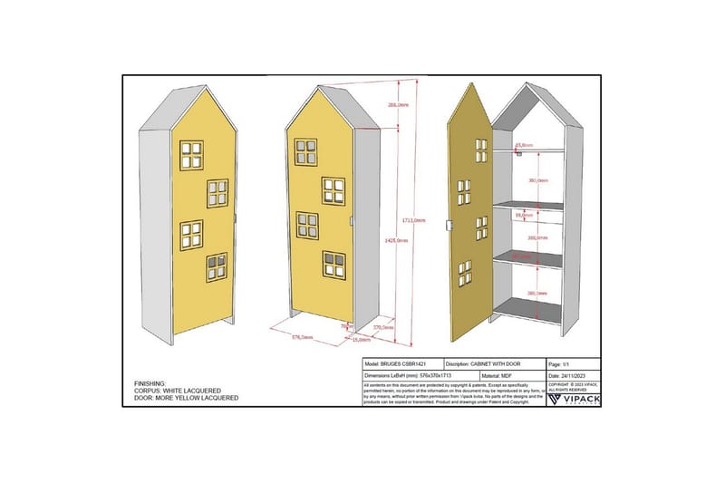 Vaatekaappi Casami Brugge Keltainen - Keltainen - Säilytys - Vaatesäilytys - Vaatekaappi