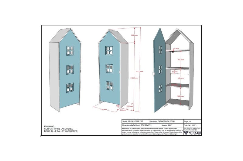 Vaatekaappi Casami Brugge Sininen - Sininen - Säilytys - Vaatesäilytys - Vaatekaappi