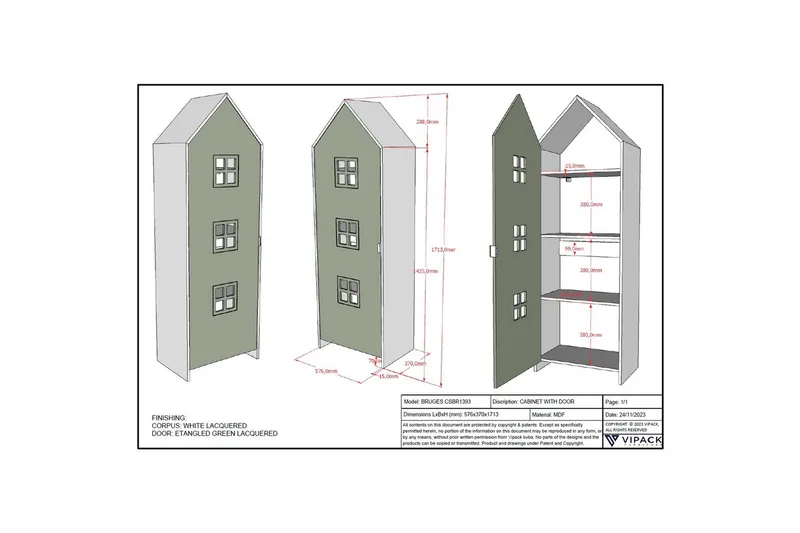 Vaatekaappi Casami Brugge Vihreä - Vihreä - Säilytys - Vaatesäilytys - Vaatekaappi