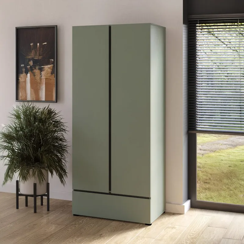Vaatekaappi Cross S 2 ovea ja 1 laatikko - Vihreä - Säilytys - Vaatesäilytys - Vaatekaappi
